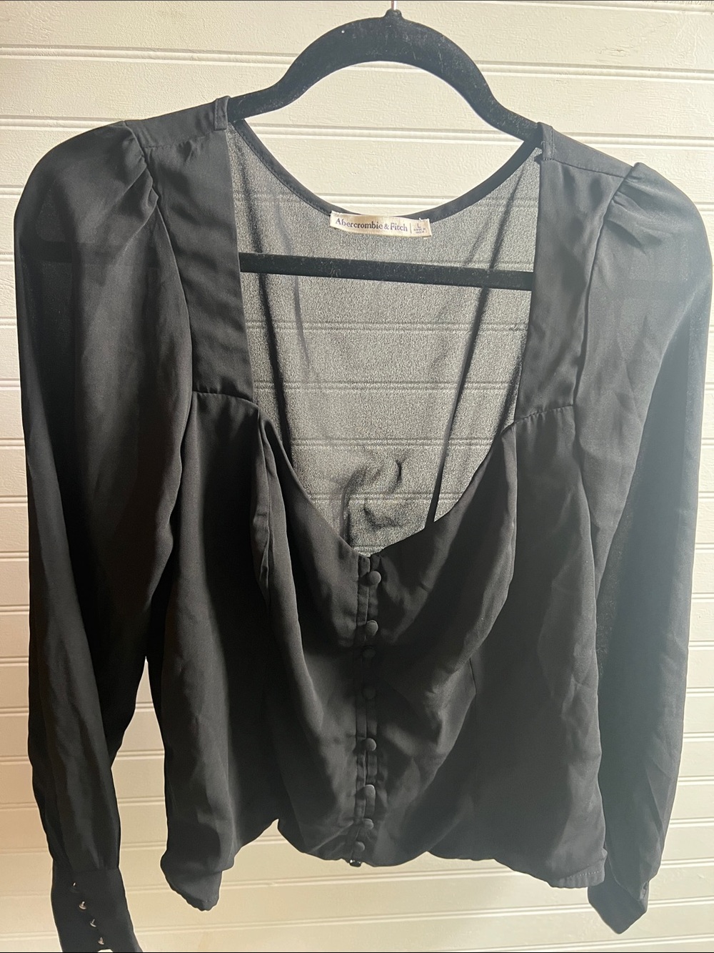 Abercrombie & Fitch Black Sweetheart Button-Front Blouse Size Large
